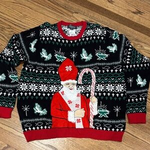 NWT 32 Degrees Santa Christmas Sweater - Red, Black, and Green